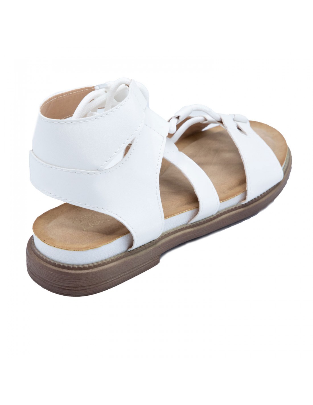 Spartiates sandales femme simili cuir a lacets reglables semelle confort