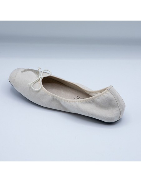 Ballerines Femme en Daim avec Semelle Intérieure Cuir motif Etoile Pailletée