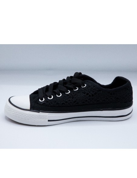 Baskets Femme en dentelle - Chaussures Basses Toile Brodée