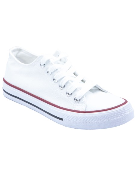Baskets toile femme semelle caoutchouc blanc