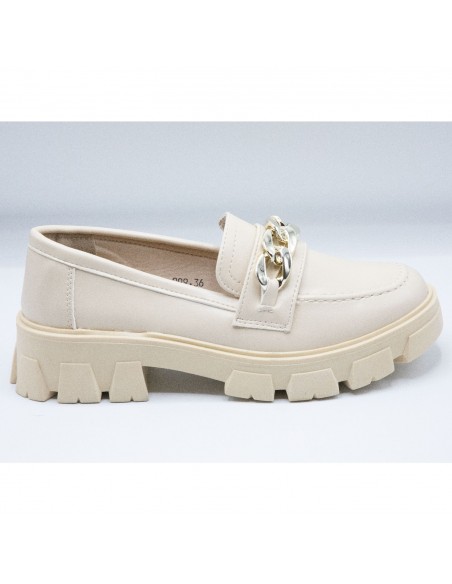Mocassins Femme confort à semelle plateforme - Loafers élégants avec chaîne style slip on