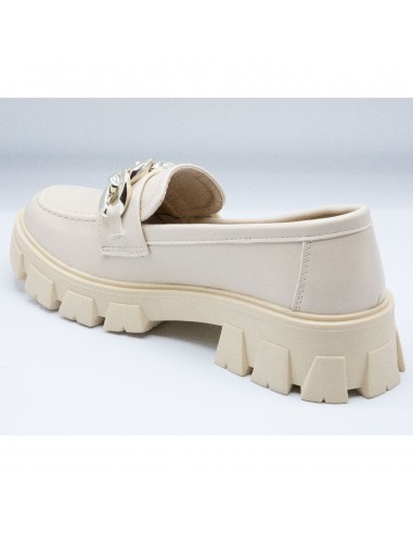 Mocassins femme noirs avec semelle plateforme et chaîne dorée - chaussures confortables style loafers