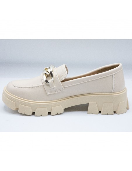 Mocassins Femme confort à semelle plateforme - Loafers élégants avec chaîne style slip on