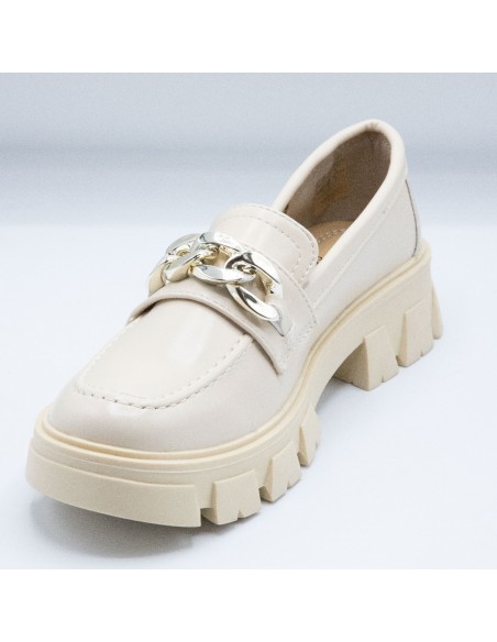 Mocassins Femme confort à semelle plateforme - Loafers élégants avec chaîne style slip on