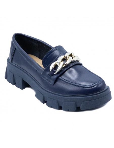Mocassins Femme confort à semelle plateforme - Loafers élégants avec chaîne style slip on