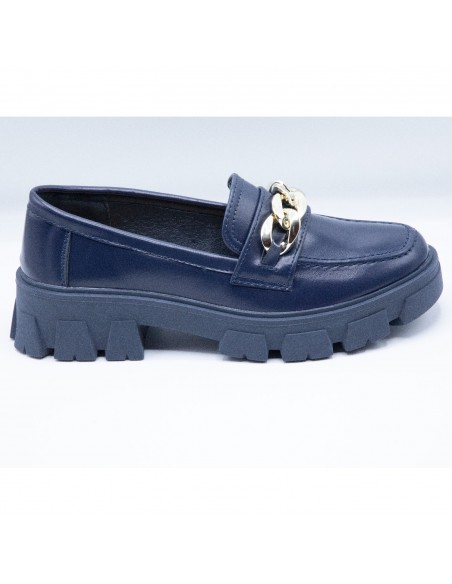 Mocassins Femme confort à semelle plateforme - Loafers élégants avec chaîne style slip on