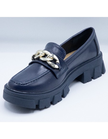 Mocassins Femme confort à semelle plateforme - Loafers élégants avec chaîne style slip on
