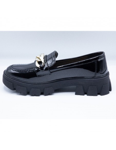 Mocassins Femme confort à semelle plateforme - Loafers élégants avec chaîne style slip on