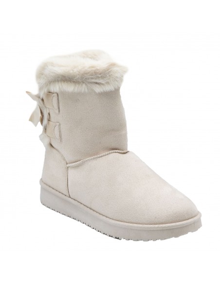 Bottes fourrées femme hiver , chaudes et confortables avec ruban satiné et fourrure intérieure , antidérapante