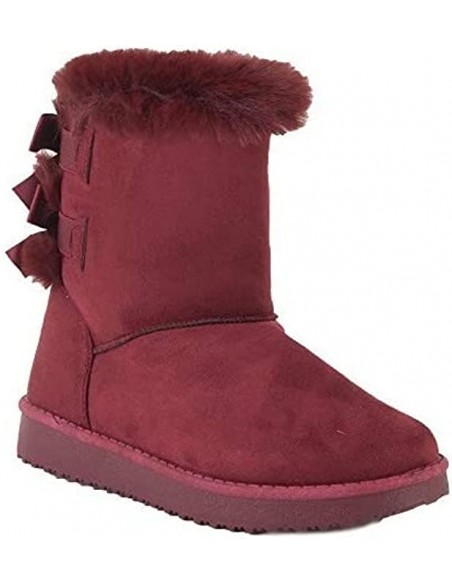 Bottes fourrées femme hiver , chaudes et confortables avec ruban satiné et fourrure intérieure , antidérapante