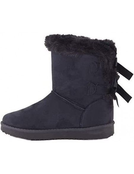 Bottes fourrées femme hiver , chaudes et confortables avec ruban satiné et fourrure intérieure , antidérapante