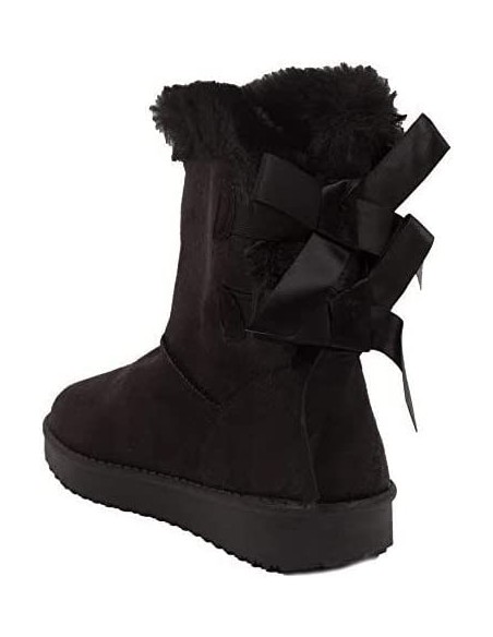 Bottes fourrées femme hiver , chaudes et confortables avec ruban satiné et fourrure intérieure , antidérapante