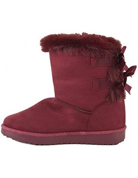 Bottes fourrées femme hiver , chaudes et confortables avec ruban satiné et fourrure intérieure , antidérapante