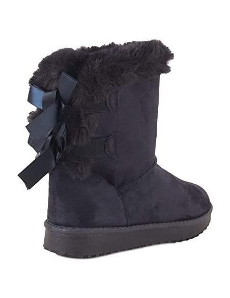 Bottes fourrées femme hiver , chaudes et confortables avec ruban satiné et fourrure intérieure , antidérapante