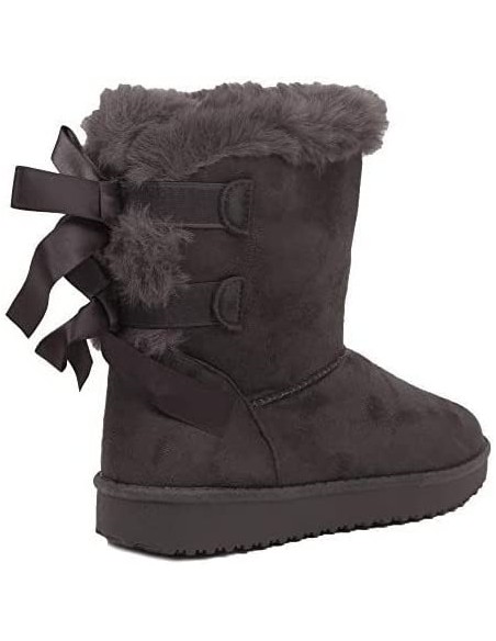 Bottes fourrées femme hiver , chaudes et confortables avec ruban satiné et fourrure intérieure , antidérapante