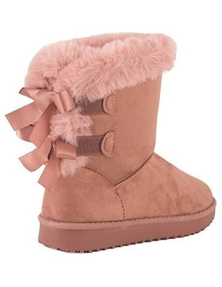 Bottes fourrées femme hiver , chaudes et confortables avec ruban satiné et fourrure intérieure , antidérapante