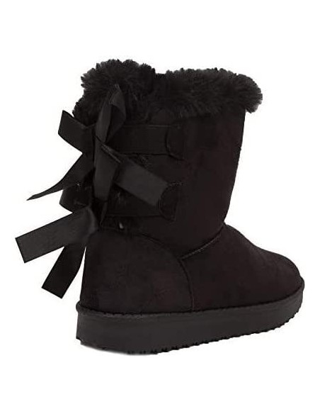 Bottes fourrées femme hiver , chaudes et confortables avec ruban satiné et fourrure intérieure , antidérapante