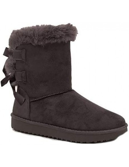 Bottes fourrées femme hiver , chaudes et confortables avec ruban satiné et fourrure intérieure , antidérapante