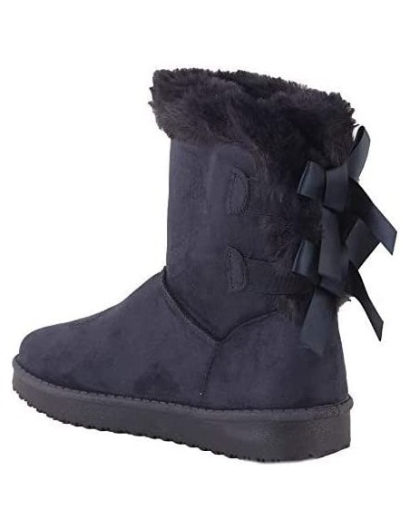 Bottes fourrées femme hiver , chaudes et confortables avec ruban satiné et fourrure intérieure , antidérapante