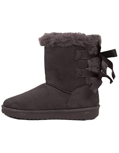 Bottes fourrées femme hiver , chaudes et confortables avec ruban satiné et fourrure intérieure , antidérapante