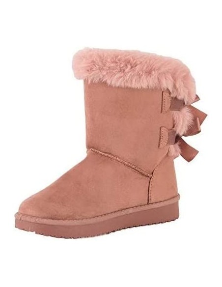 Bottes fourrées femme hiver , chaudes et confortables avec ruban satiné et fourrure intérieure , antidérapante