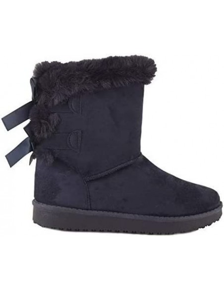 Bottes fourrées femme hiver , chaudes et confortables avec ruban satiné et fourrure intérieure , antidérapante