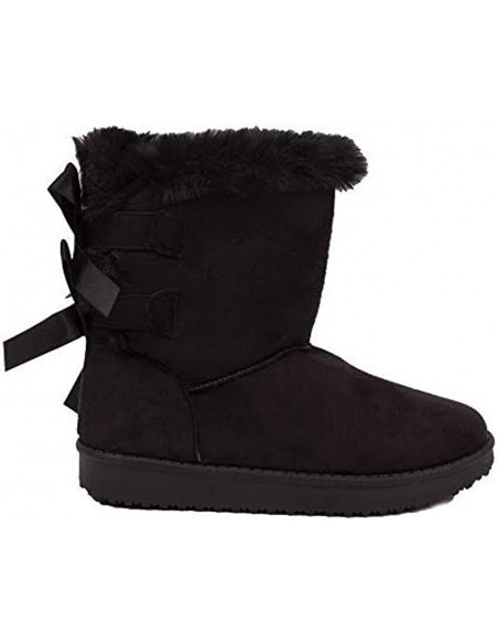 Bottes fourrées femme hiver , chaudes et confortables avec ruban satiné et fourrure intérieure , antidérapante