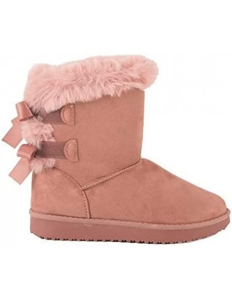 Bottes fourrées femme hiver , chaudes et confortables avec ruban satiné et fourrure intérieure , antidérapante