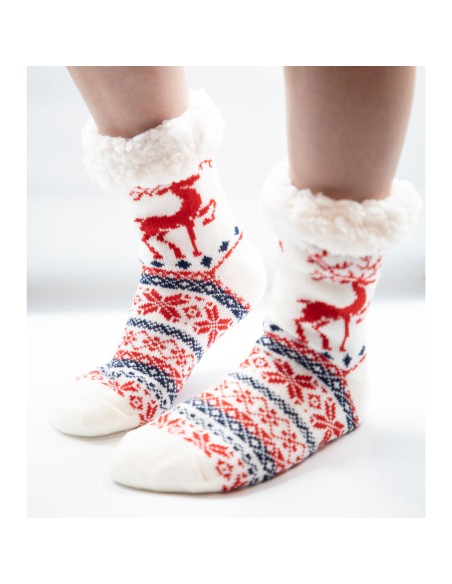 Chaussettes de Noël polaire femme adulte fourrées chaudes idée cadeau - Chaussons / Chaussettes antidérapants