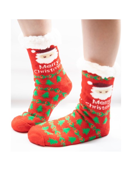 Chaussettes de Noël polaire femme adulte fourrées chaudes idée cadeau - Chaussons / Chaussettes antidérapants