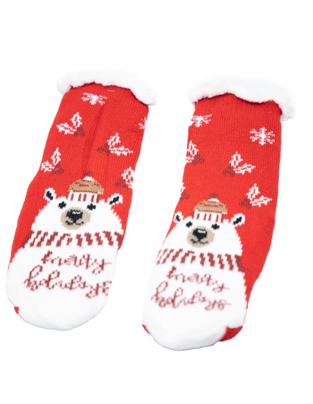 Chaussons Chaussette de Noël pour enfant fille & garçon fourré antidérapant
