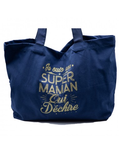 Sac shopping tote bag coton cabas cadeau femme " je suis une super maman "