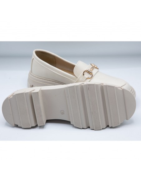 Mocassins plateformes loafers semelle crantée confort fantaisie dorure