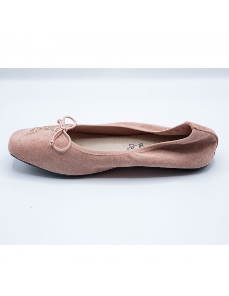 Ballerines Femme en Daim avec Semelle Intérieure Cuir motif Etoile Pailletée