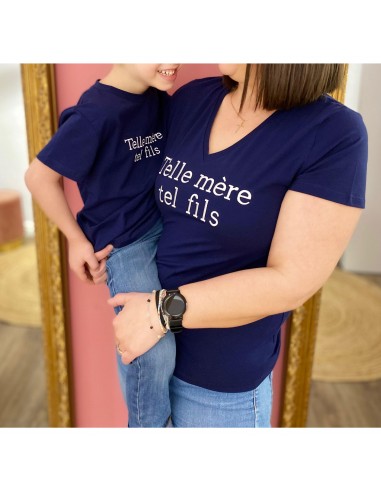 T-shirt collection mère/enfant pour femme et garçon en coton inscription "Telle mère tel fils"