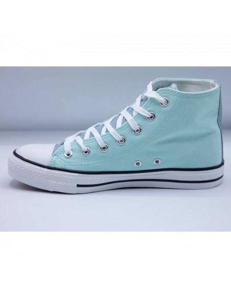 Tennis montantes en toile femme languette pailletée et bande à paillettes