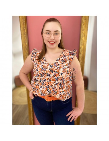 Top manches courtes fleuri femme Grandes Tailles imprimé coloré à col V