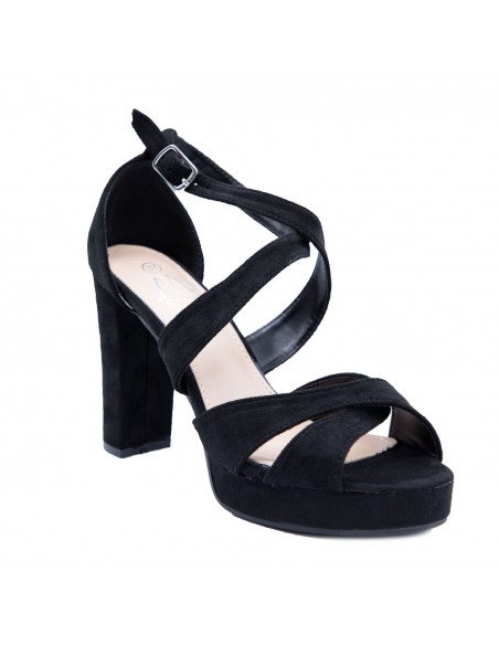 Sandales femme colorées à talons hauts 10cm effet daim avec plateau avant & brides ajourées