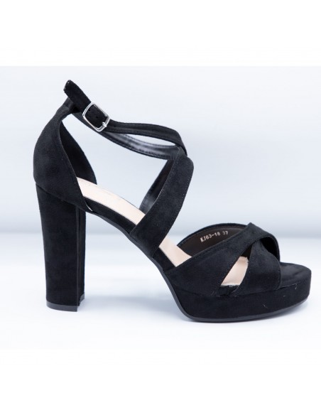 Sandales femme colorées à talons hauts 10cm effet daim avec plateau avant & brides ajourées