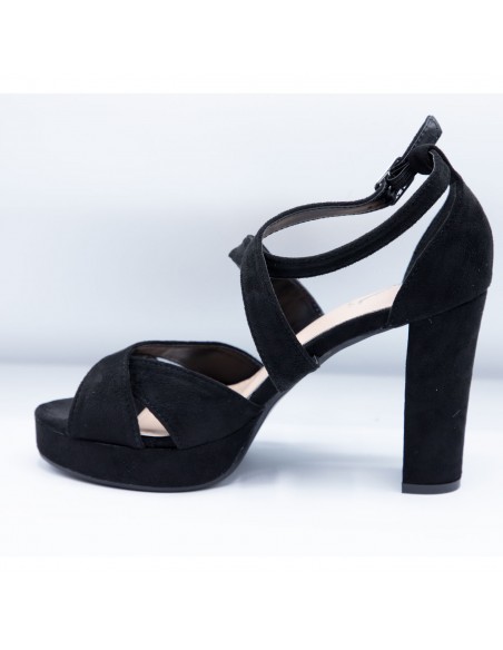 Sandales femme colorées à talons hauts 10cm effet daim avec plateau avant & brides ajourées