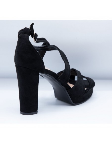 Sandales femme colorées à talons hauts 10cm effet daim avec plateau avant & brides ajourées