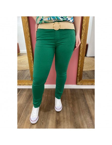 Jean confort femme coupe slim avec taille haute stretch coloris printemps