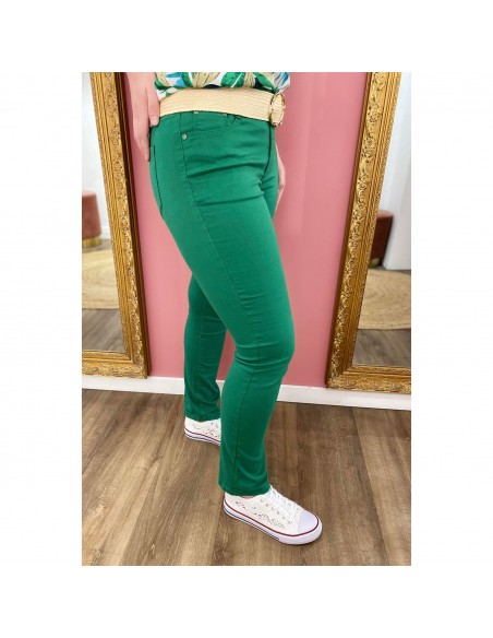 Jean confort femme coupe slim avec taille haute stretch coloris printemps