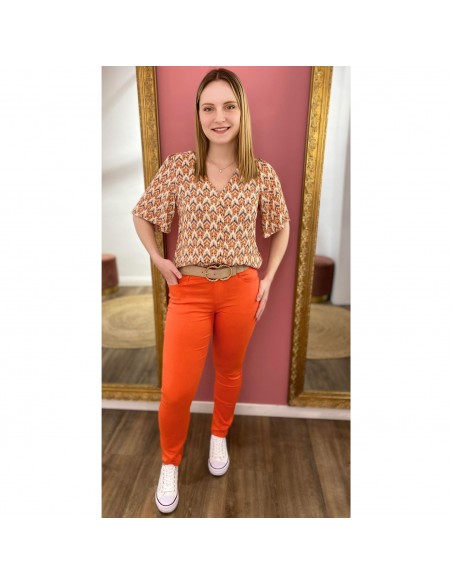 Jean confort femme coupe slim avec taille haute stretch coloris printemps