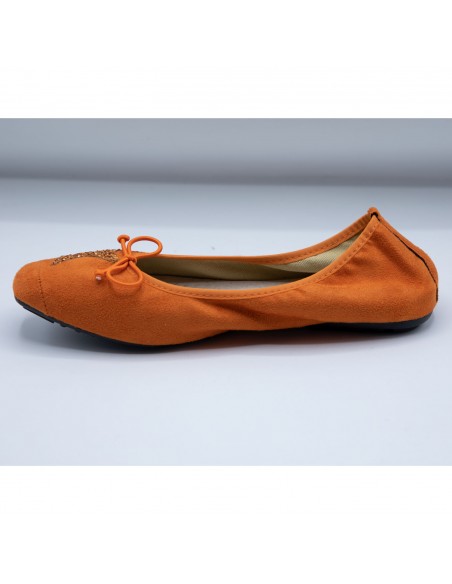 Ballerines Femme en Daim avec Semelle Intérieure Cuir motif Etoile Pailletée