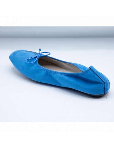 Ballerines Femme en Daim avec Semelle Intérieure Cuir motif Etoile Pailletée