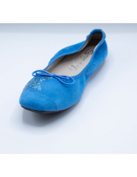 Ballerines Femme en Daim avec Semelle Intérieure Cuir motif Etoile Pailletée
