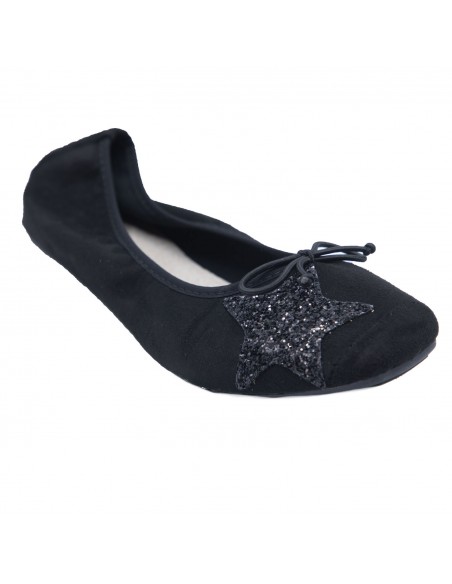Ballerines Femme en Daim avec Semelle Intérieure Cuir motif Etoile Pailletée