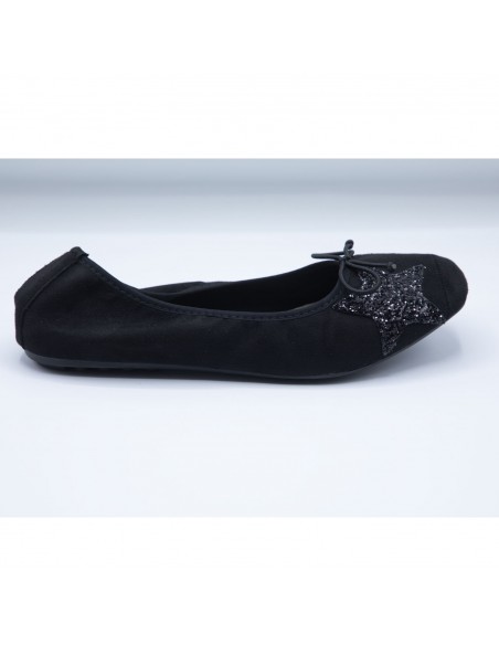 Ballerines Femme en Daim avec Semelle Intérieure Cuir motif Etoile Pailletée