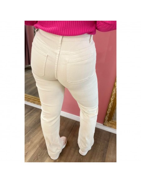 Jean Taille Haute femme Coupe évasée flare wideleg boutons dorés style rétro chic